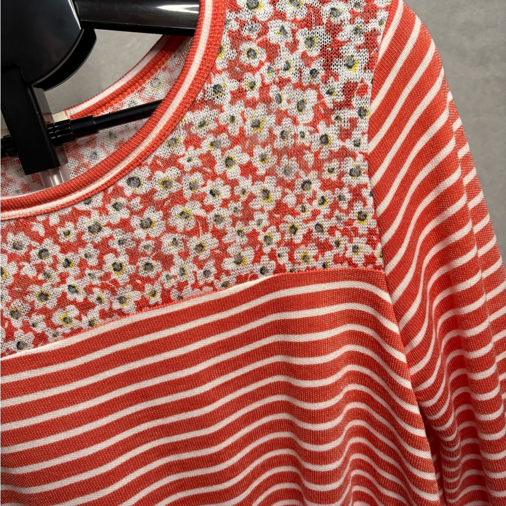 ODDY Coral Striped Floral Long Sleeve Tee - Picture 2 of 8